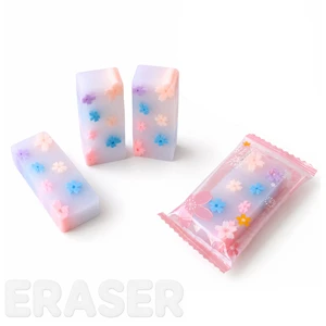 Japanese Sakura Cherry Blossom Printed Rubber Pencil Eraser, Non-Toxic Decorative Stationery for Students, School, Home and Office, Size 5.5 × 2.5 cm 1 Pcs (HA-632)
